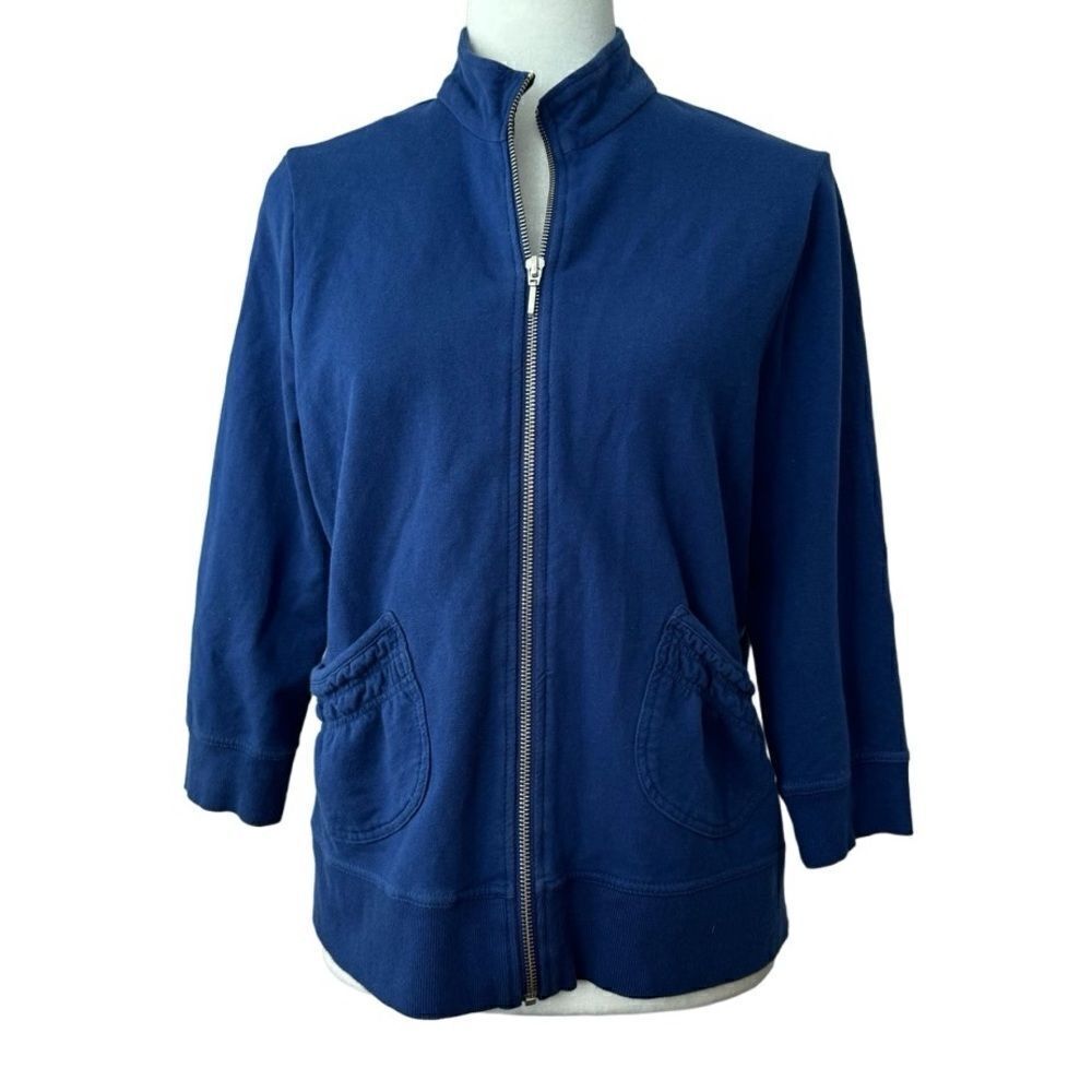 Chico’s Zenergy Blue Zip Up Jacket Fleece Lined Workout SZ M